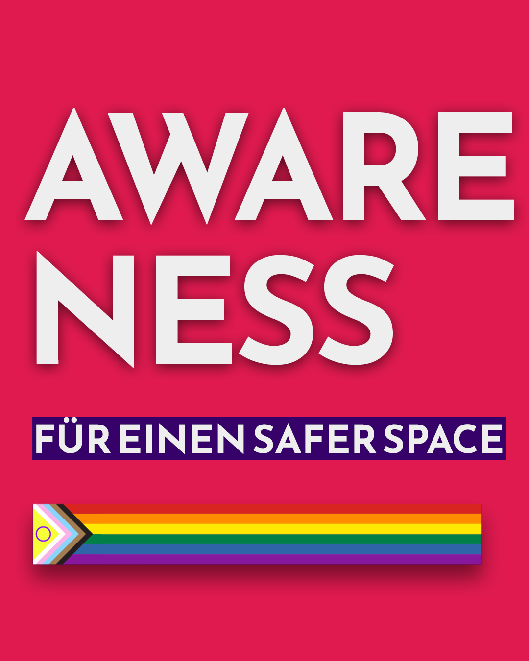 Sharepic mit pinkem Hintergrund, darauf steht: „Awareness - für einen safer space